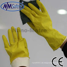 NMSAFETY Haushalts-Latex-Handschuh mit Schwamm-Liner lange Manschette Reinigung Latex-Handschuh